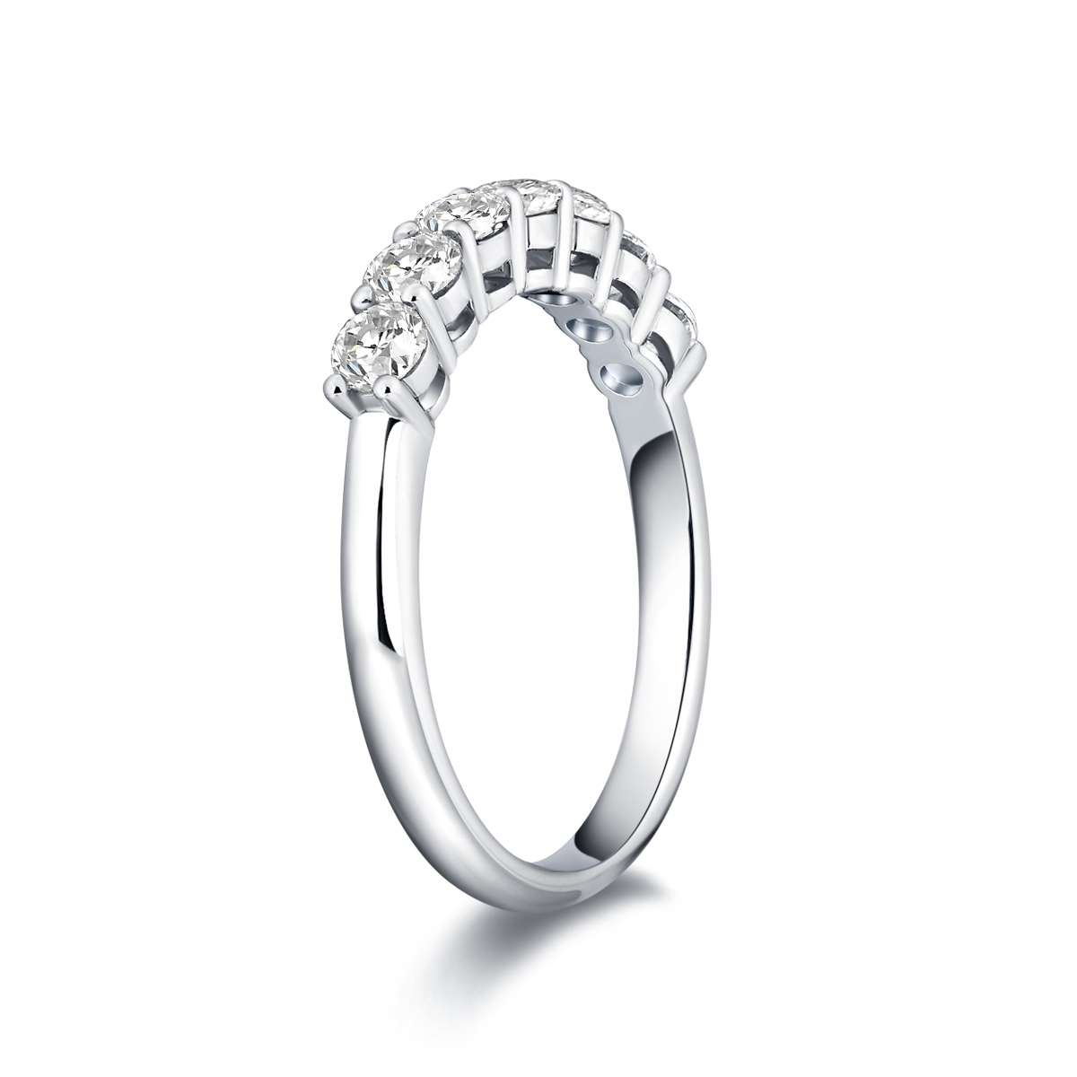 0.4 Carat Total Weight Seven Stone Round Cut Lab Grown Diamond Half Eternity Anniversary Ring 