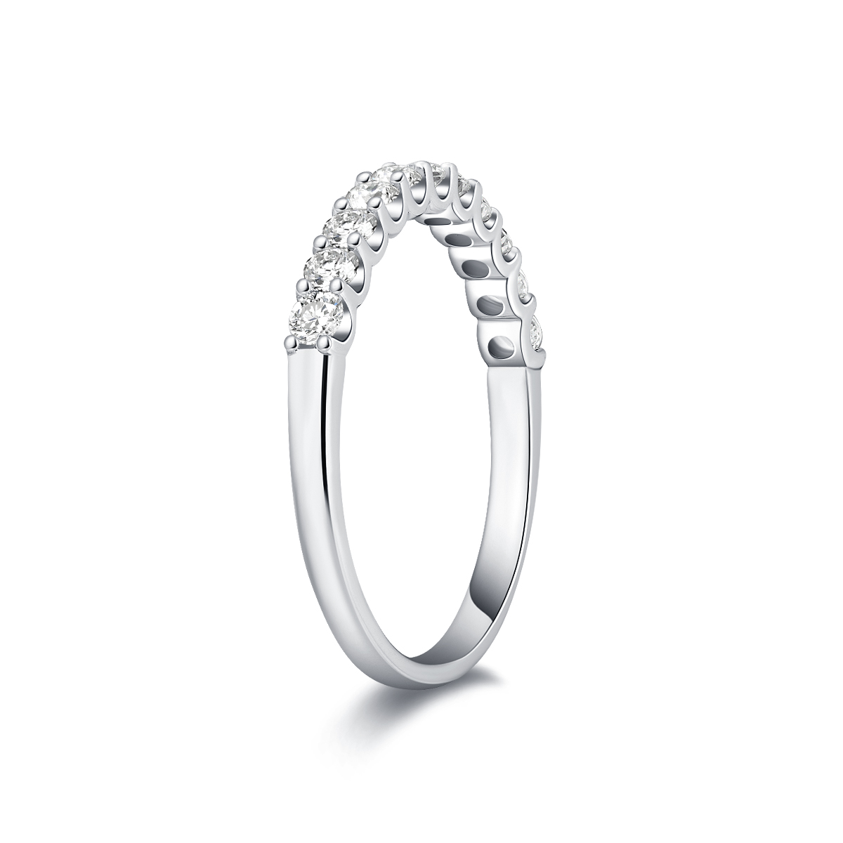 0.4 Carat Total Weight Eleven Stone Round Cut Lab Grown Diamond Half Eternity Band Wedding Ring in 18k White Gold -Light Mark