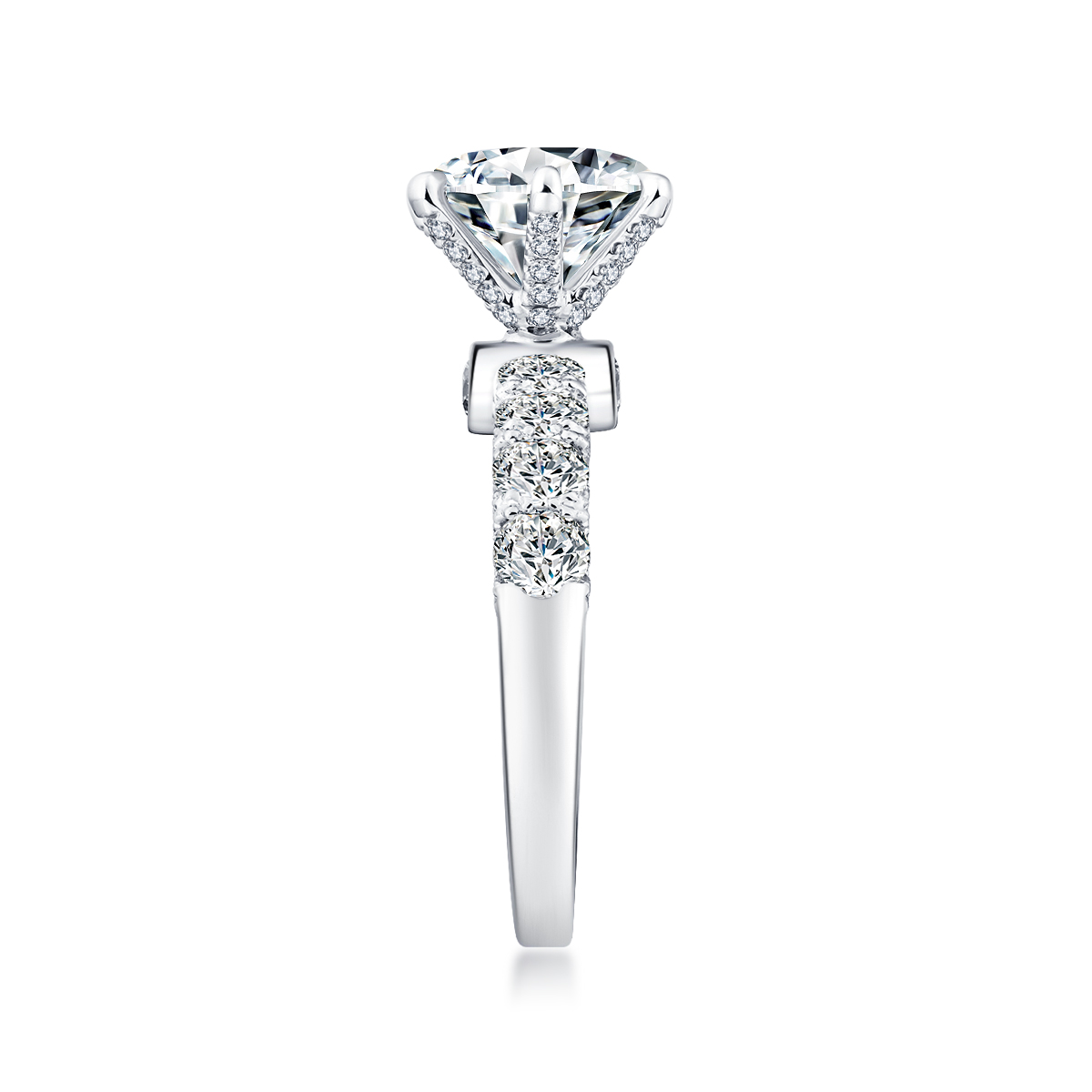  2 Carat Center Stone Round Cut Lab Grown Diamond Hidden Halo Engagement Ring (3.1 Ct Tw)-Light Mark
