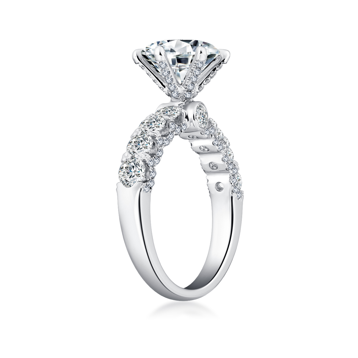  2 Carat Center Stone Round Cut Lab Grown Diamond Hidden Halo Engagement Ring (3.1 Ct Tw)-Light Mark