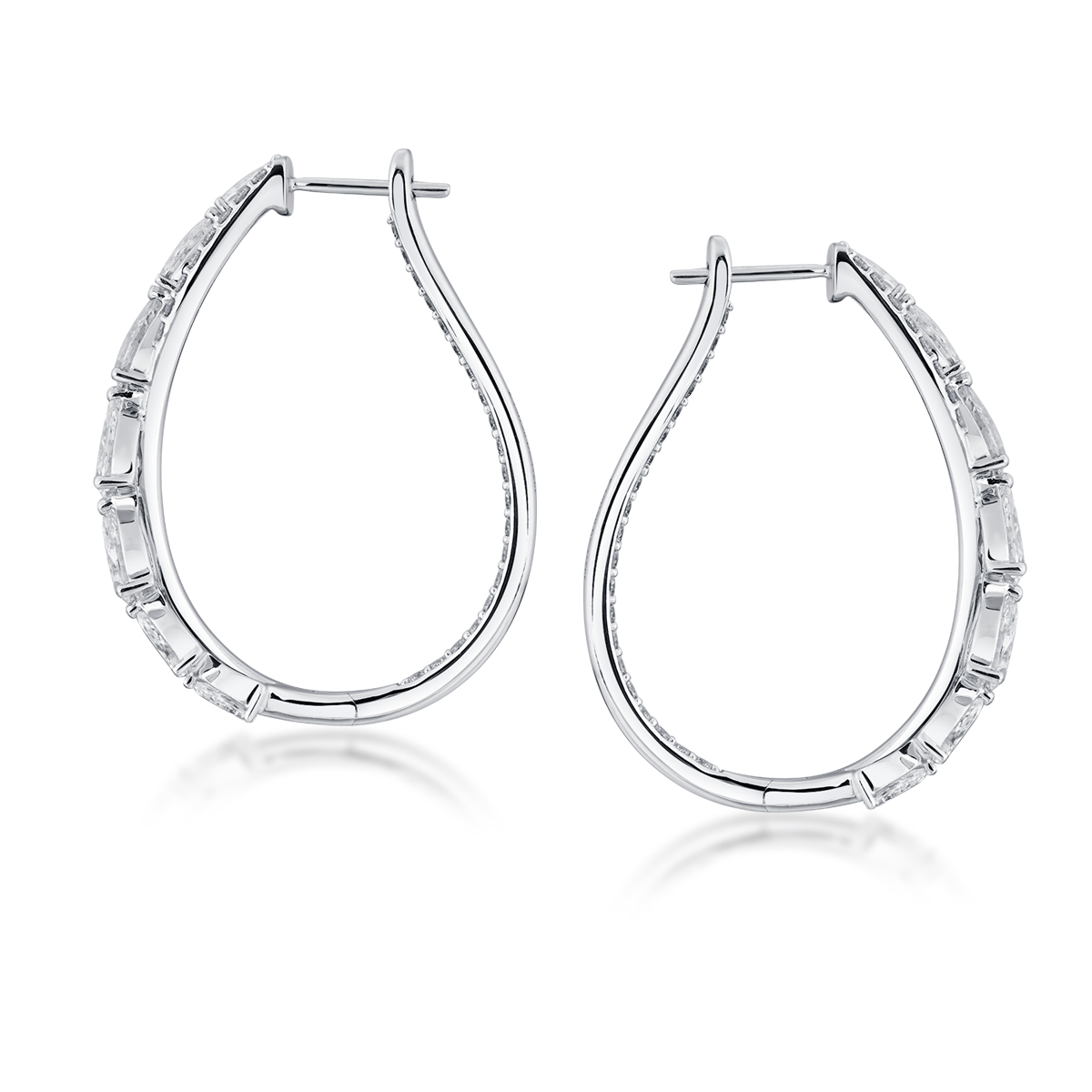 4.8 Carat Total Weight Pear Cut Lab Grown Diamond Double Row Crossover Inside-Out Hoop Earrings-Light Mark