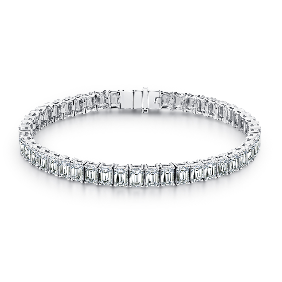 12.5 Carat Total Weight Emerald Cut Lab Grown Diamond Tennis Bracelet-Light Mark