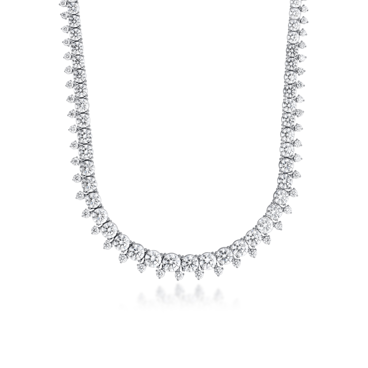 34 Carat Total Weight Graduated Round Cut Lab Grown Diamond Riviera Necklace in 18k White Gold
