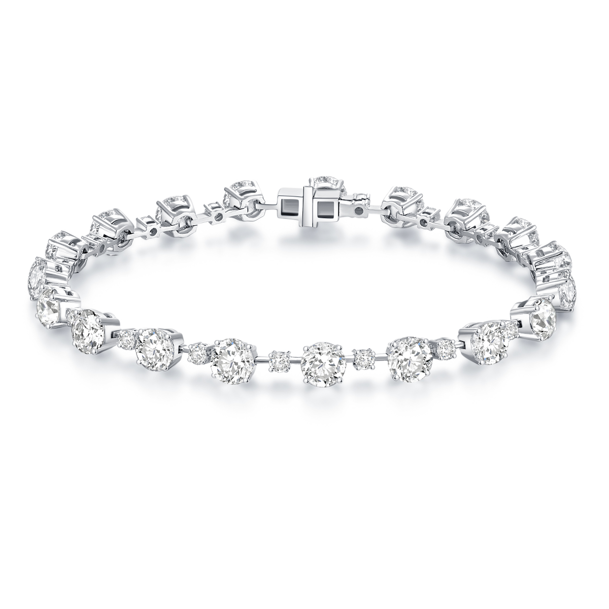 7.3 Carat Total Weight Round Cut Lab Grown Diamond Bead Tennis Bracelet