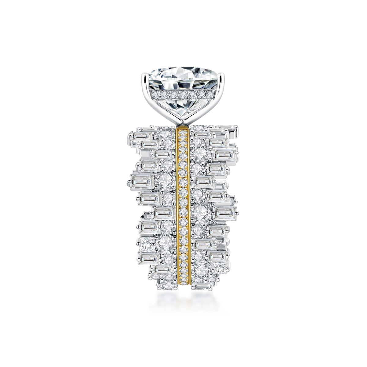 4 Carat Center Stone High Luxury Princess Cut Lab Grown Diamond Modern Engagement Ring (8.5 Ct Tw)-Light Mark