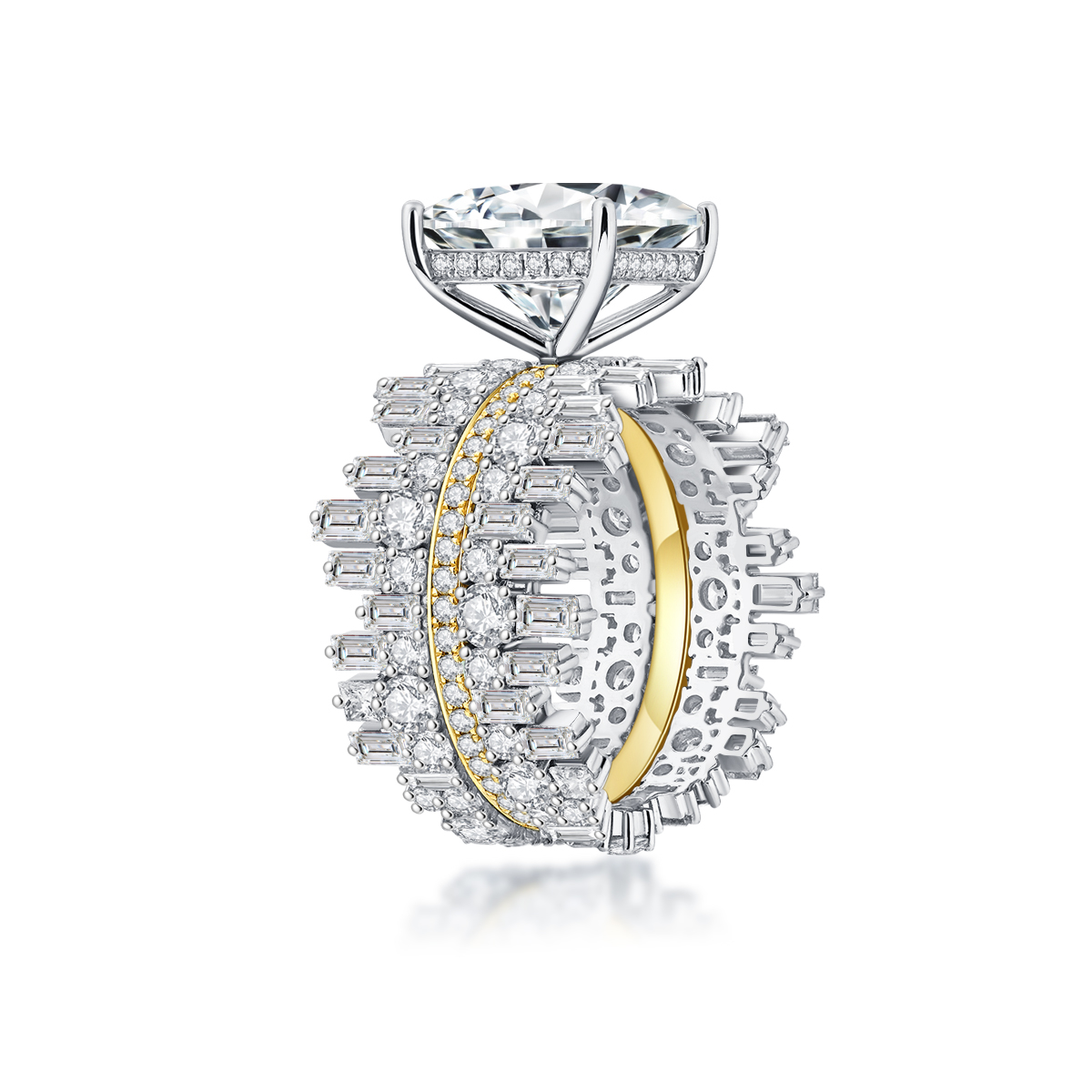 4 Carat Center Stone High Luxury Princess Cut Lab Grown Diamond Modern Engagement Ring (8.5 Ct Tw)-Light Mark
