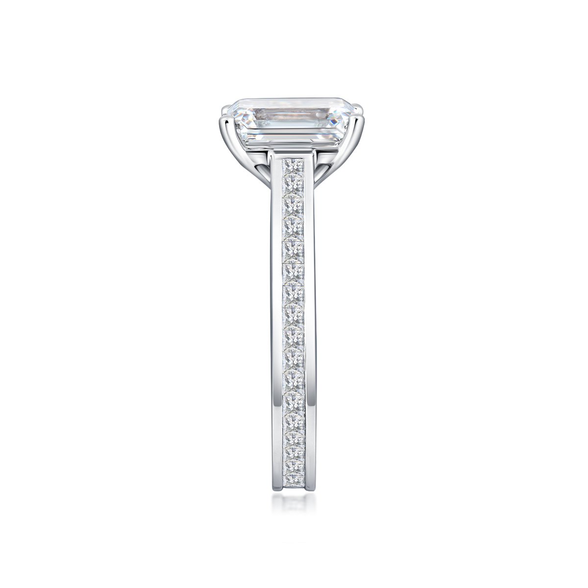 3 Carat Center Stone Emerald Cut Lab Grown Diamond Channel Set Engagement Ring (4.4 Ct. Tw)