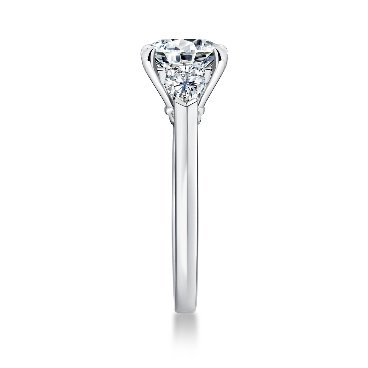 2 Carat Center Stone Oval Cut Lab Grown Diamond Modern Three Stone Engagement Ring (2.4 Ct. Tw.) 