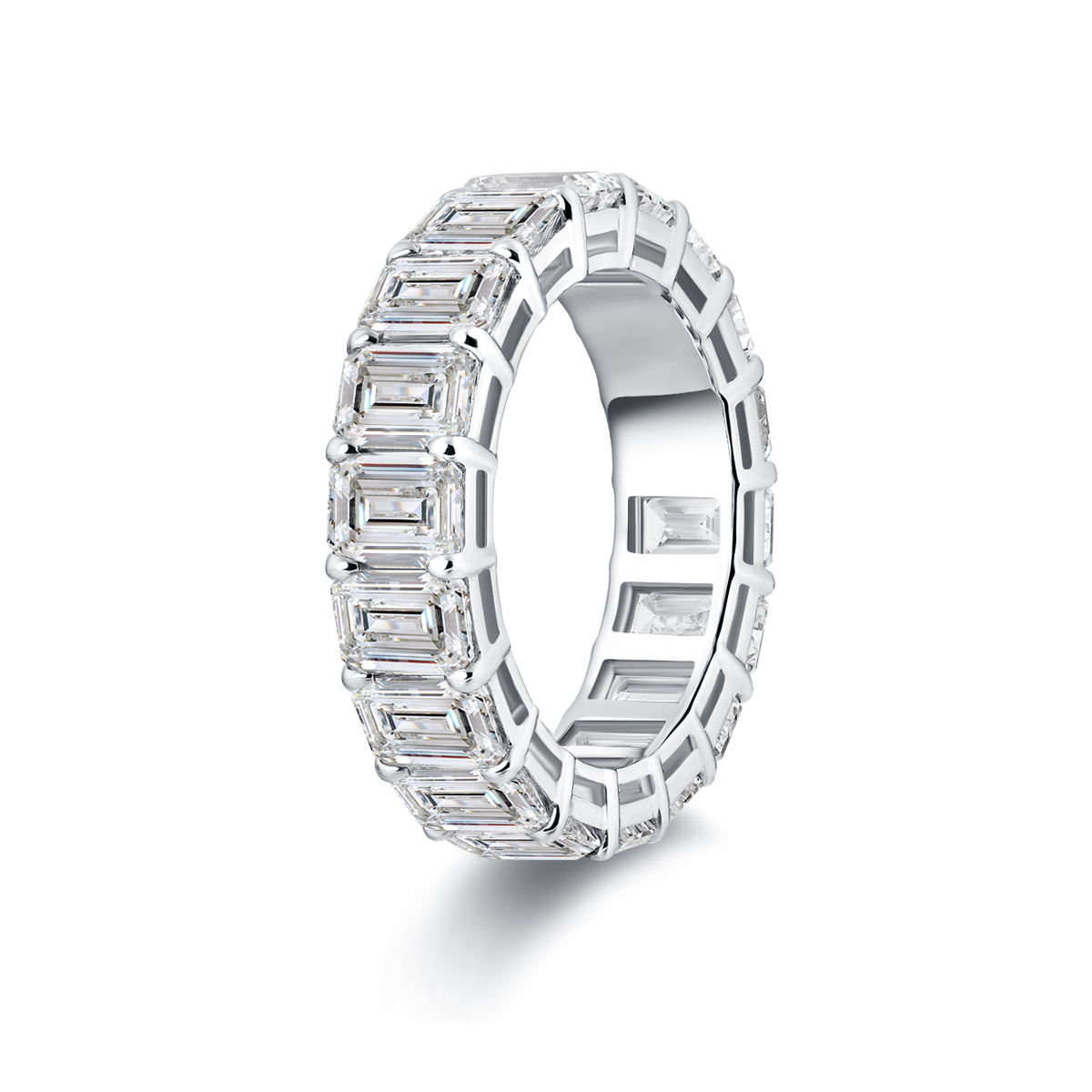 8 Carat Total Weight Luxury Emerald Cut Lab Grown Diamond Full Eternity Wide Wedding Band Baguette Ring-Light Mark