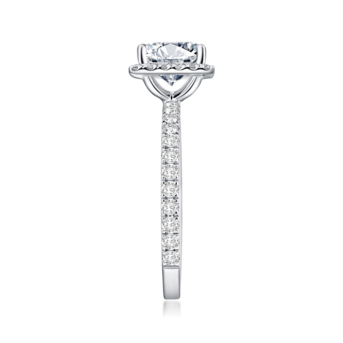 1 Carat Center Srone Halo Princess Cut Lab Grown Diamond Engagement Ring (1.4 Ct Tw)-Light Mark