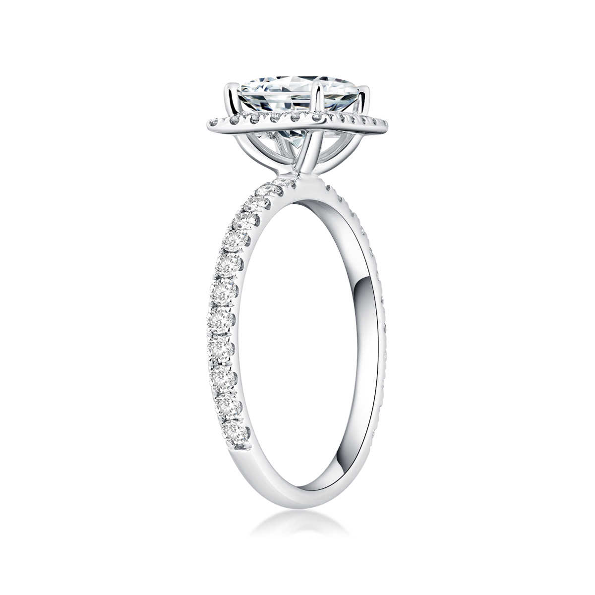 1 Carat Center Srone Halo Princess Cut Lab Grown Diamond Engagement Ring (1.4 Ct Tw)-Light Mark