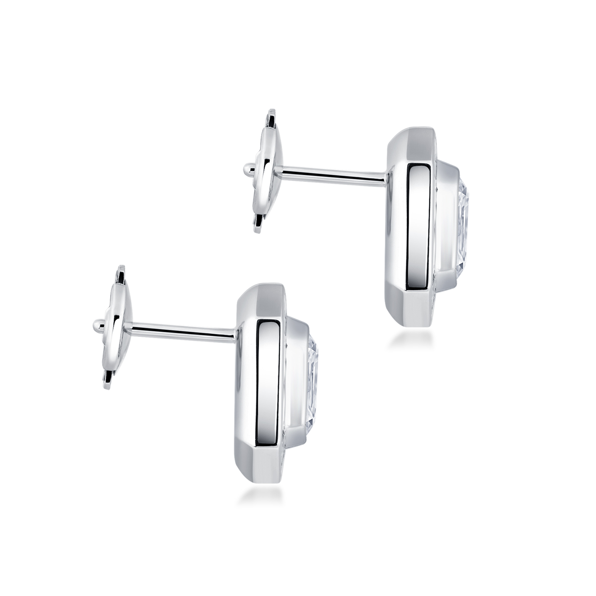3.6 Carat Total Weight Halo Emerald Cut Lab Grown Diamond Stud Earrings in 18k White Gold