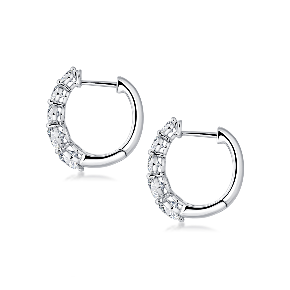1.2 Total Carat Weight Round Cut 5-Stone Graduated Lab Grown Diamond Huggies Hoop Earrings