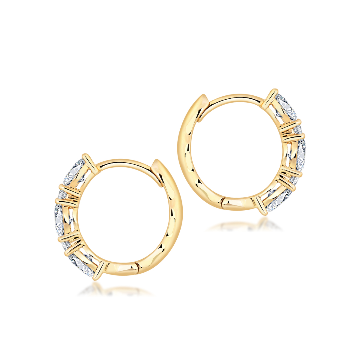 0.9 Carat Total Weight 5 Stone Oval and Round Cut Lab Grown Diamond Huggie Hoop Earrings
