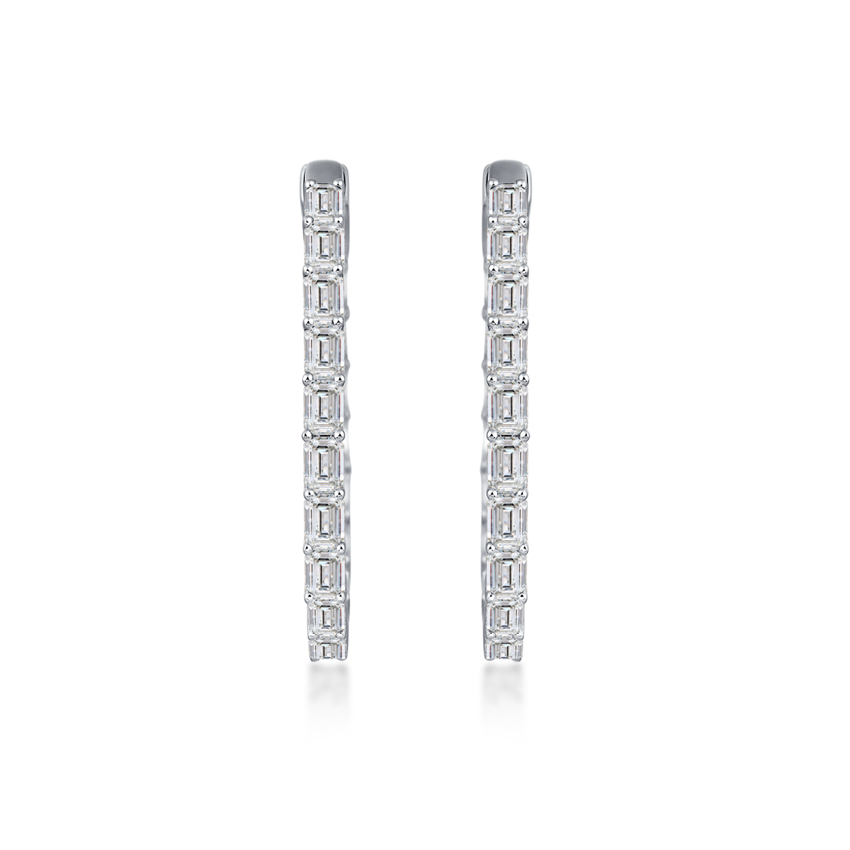 5.3 Carat Total Weight Emerald Cut Inside Out Lab Grown Diamond Hoop Earrings