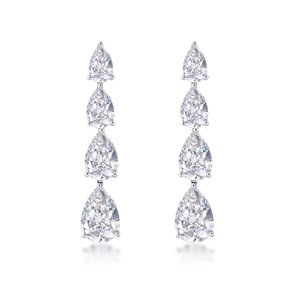 4.7 Total Carat Weight Elegant Pear Cut Lab Grown Diamond Drop Earrings