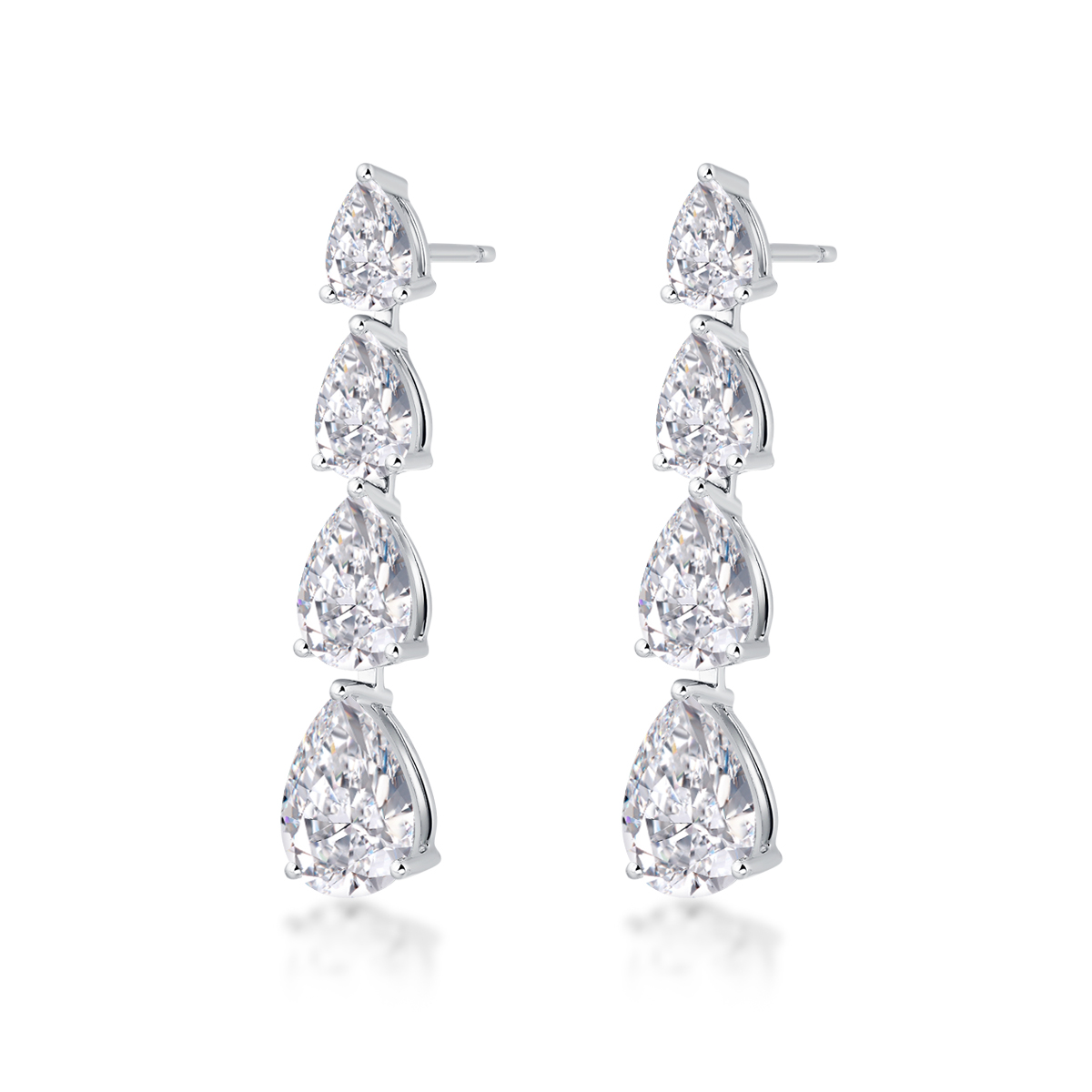 4.7 Total Carat Weight Elegant Pear Cut Lab Grown Diamond Drop Earrings