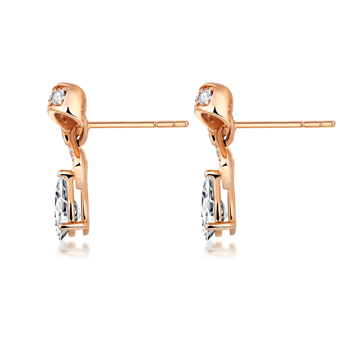 1.2 Carat Total Weight Elegant Diamond Ribbon Bow with Pear Cut Drop Diamond Stud Earrings