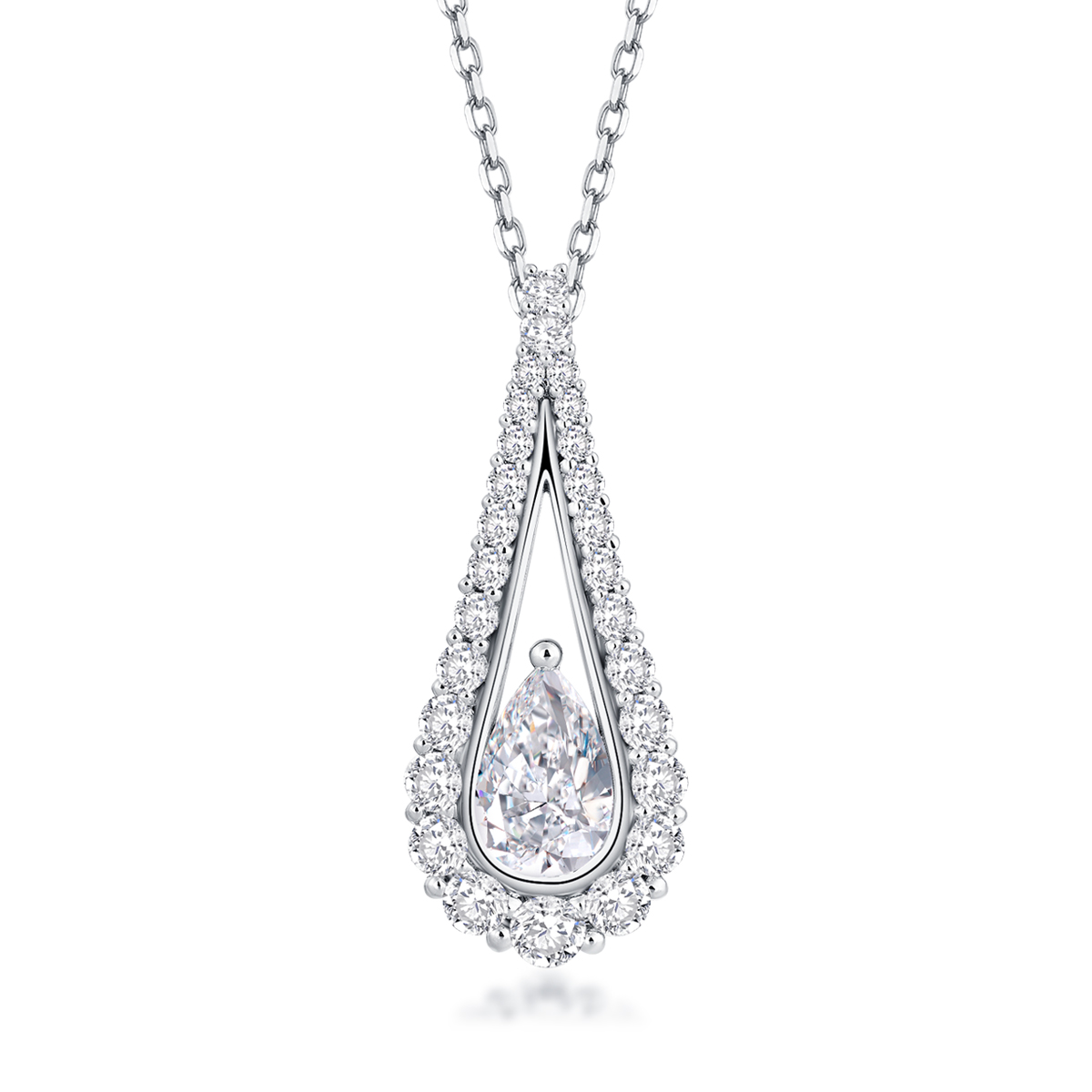 1 Carat Total Weight Pear Cut Lab Grown Diamond Tear Drop Pendant (Chain Exclude)-Light Mark