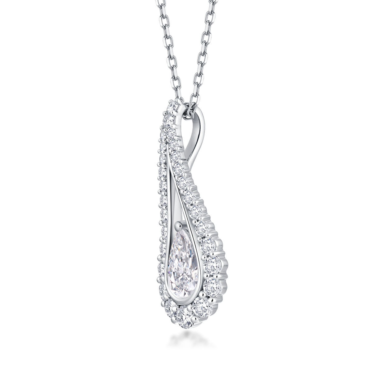 1 Carat Total Weight Pear Cut Lab Grown Diamond Tear Drop Pendant (Chain Exclude)-Light Mark