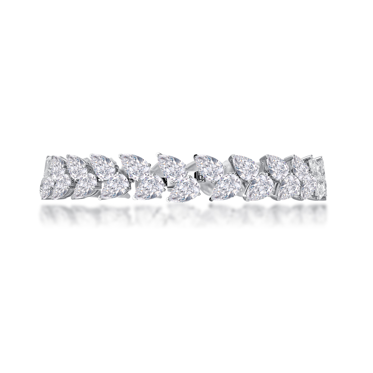 21.6 Carat Total Weight Pear Cut Lab grown Diamond Wreath and Leaf Garland Bracelet-Light Mark