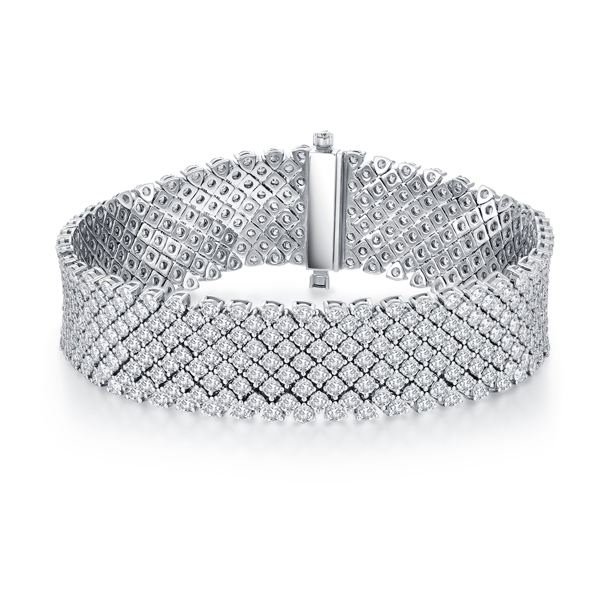  13 Carat Total Weight Nine Row Round Cut Lab Grown Diamond Tennis Garbo Diamond Bracelet-Light Mark