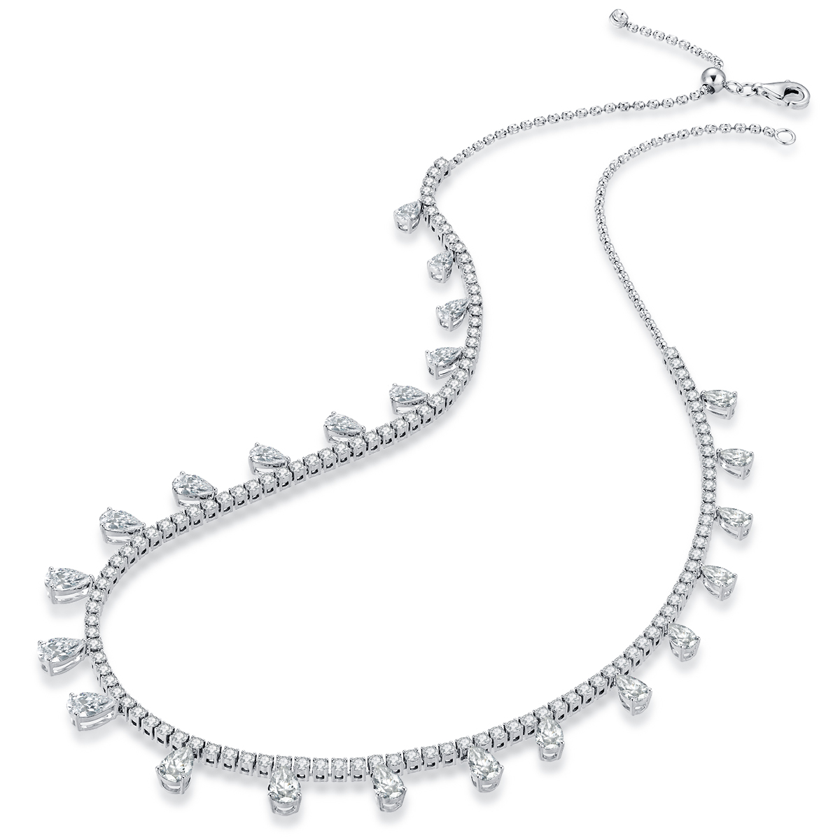 10.3 Carat Total Weight Dangle Pear Cut Lab Grown Diamond  Riviera Necklace