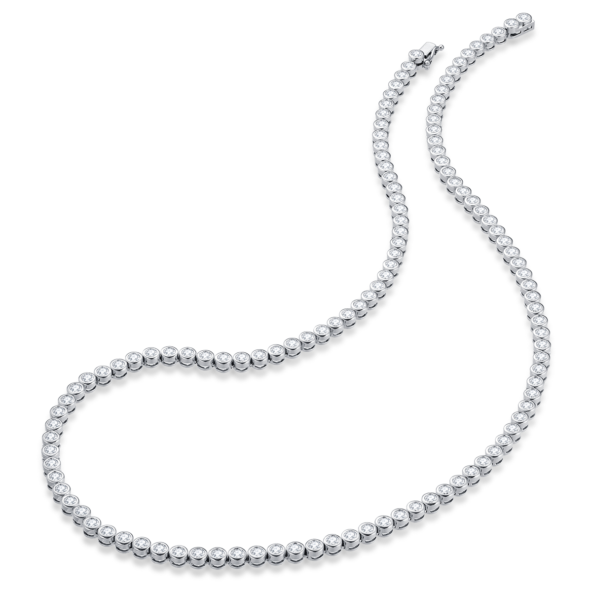 Bezel Set Lab Grown Diamond Tennis Necklace in 18k Gold( 7.9 Ct Tw)