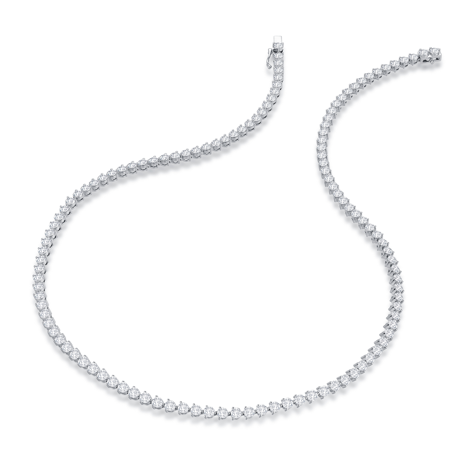 Brilliant Round Cut Diamond Tennis Necklace in 18k Gold ( 10.7 Ct Tw)