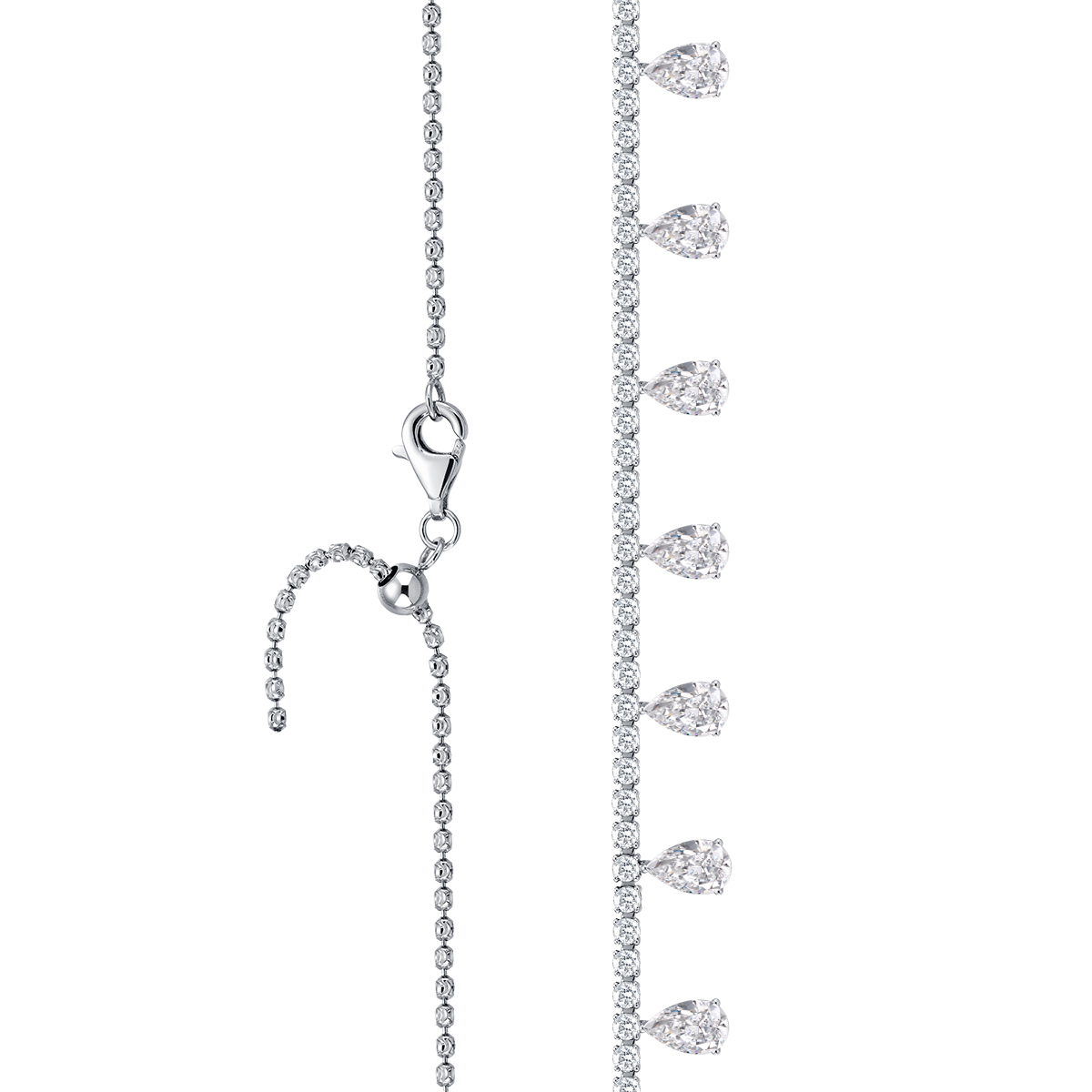 10.3 Carat Total Weight Dangle Pear Cut Lab Grown Diamond  Riviera Necklace