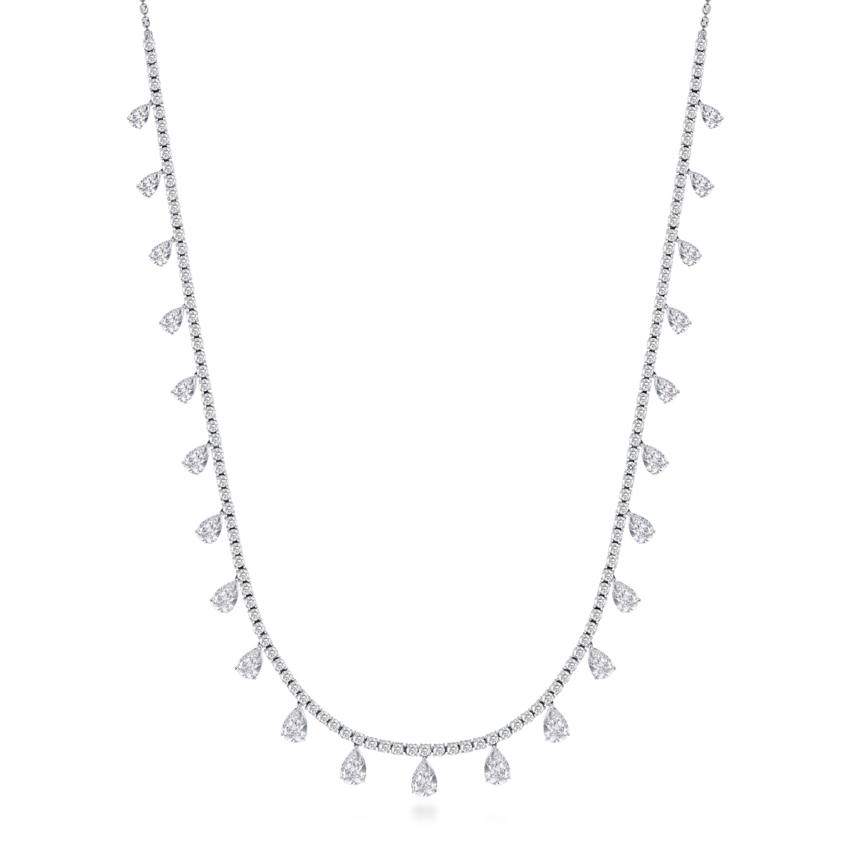 10.3 Carat Total Weight Dangle Pear Cut Lab Grown Diamond  Riviera Necklace