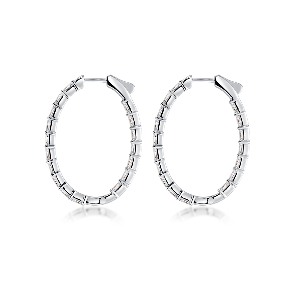 5.3 Carat Total Weight Emerald Cut Inside Out Lab Grown Diamond Hoop Earrings