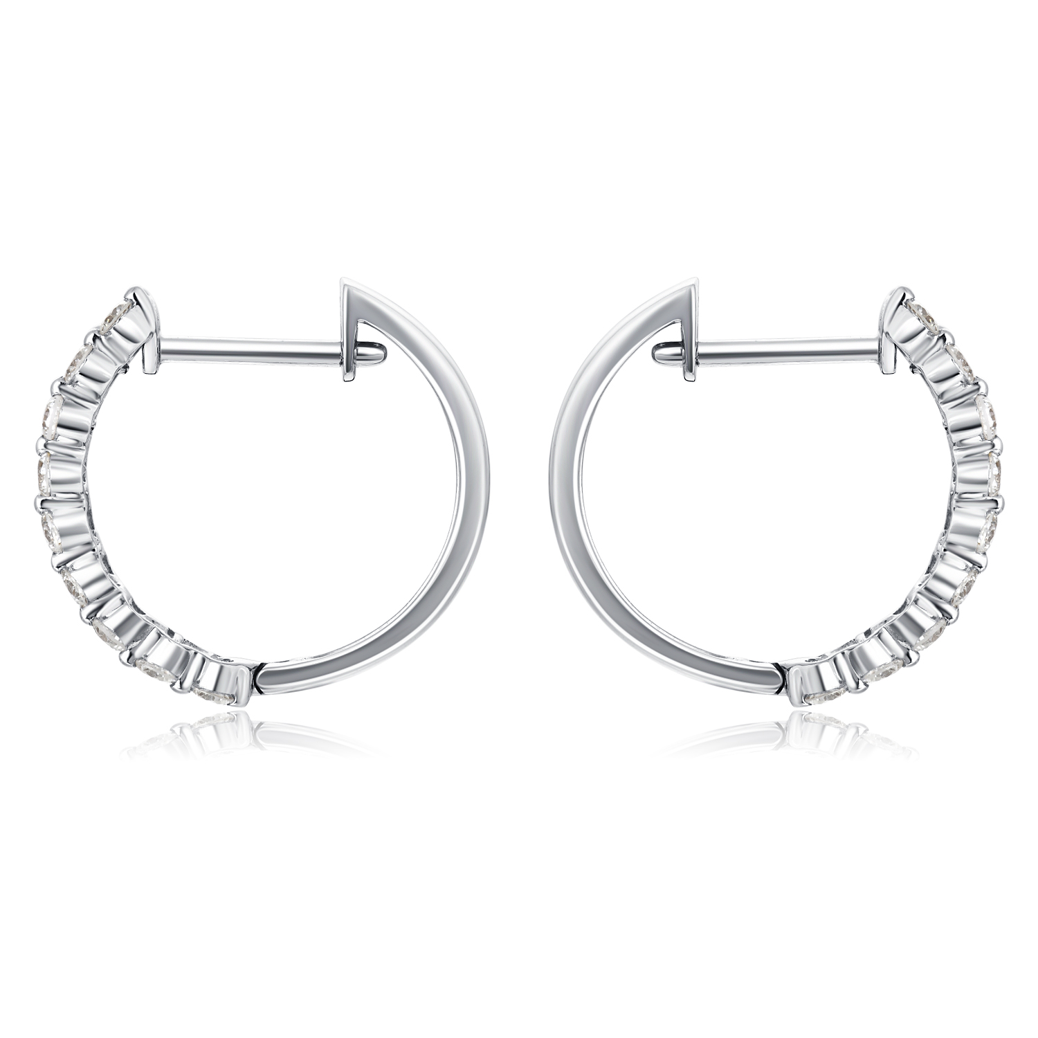 1.8 Carat Total Weight Baguette and Round Shape Lab Grown Diamond Huggies Earrings In 18k White Gold