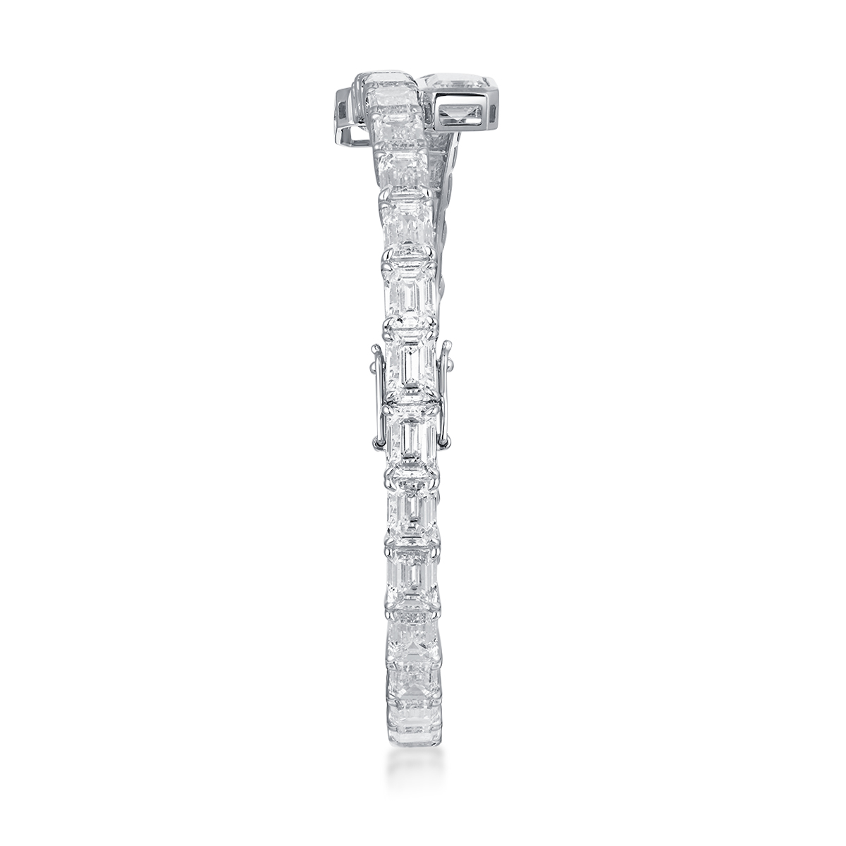 18 Carat Total Weight Statement Emerald Cut Lab Grown Diamond Overlap Bangle Bracelet-Light Mark