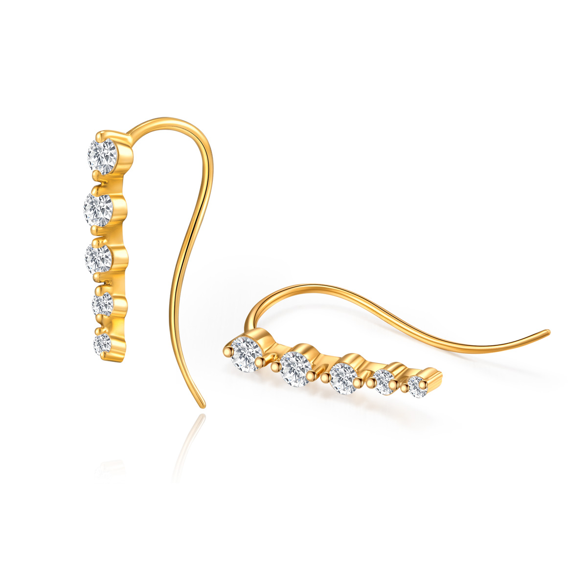 Willow Graduated Lab Grown Diamond Thread Earrings in 18k Gold ( 0.3 Ct Tw)