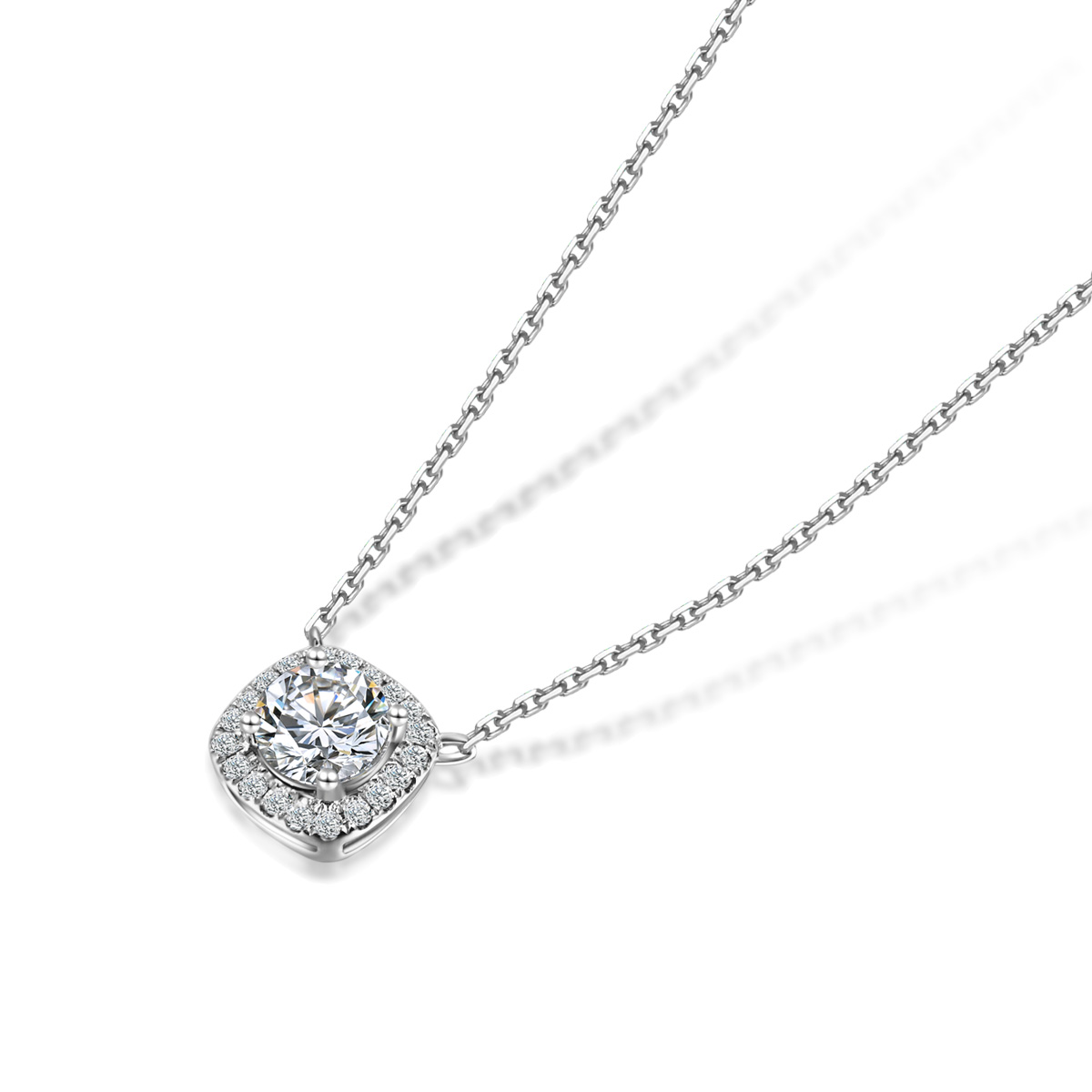 Halo Round Cut Lab Grown Diamond Pendant Necklace in 18k Gold ( 0.3 Ct Tw)