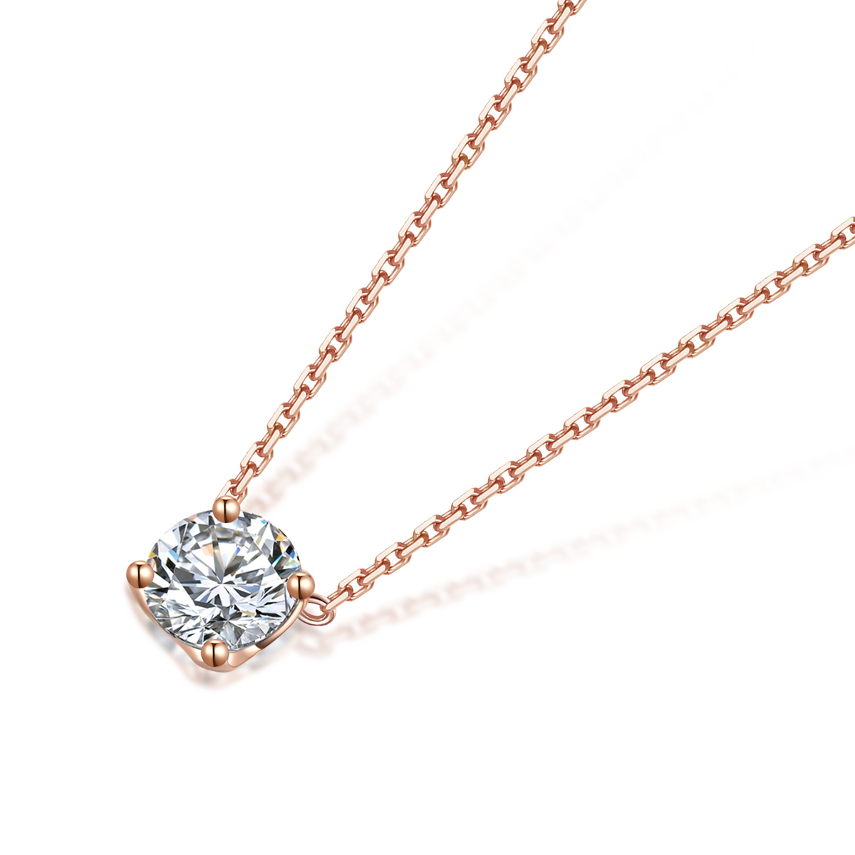 4 Prong Brilliant Round Cut Lab Grown Diamonpendant Necklace in 18k Gold ( 0.7 Ct Tw)