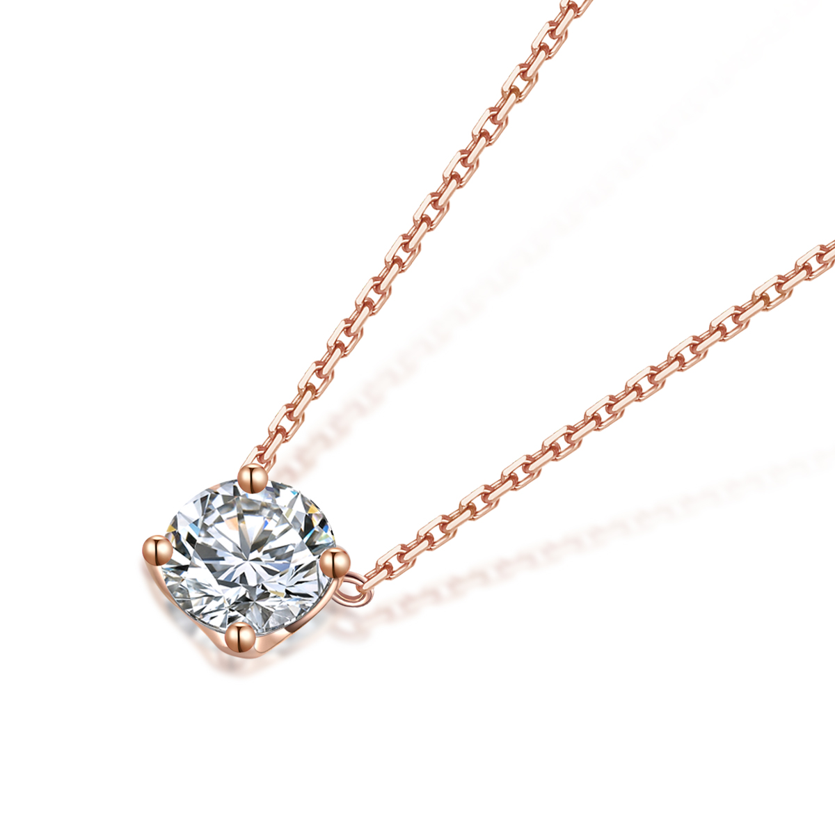 Four Prong Round Cut Lab Grown Diamond Necklace (0.3 Ct Tw)