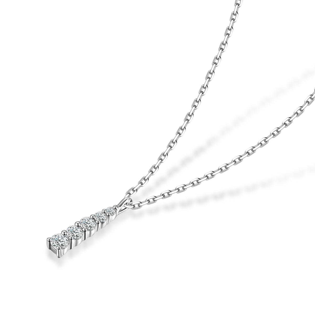 5 Stone Lab Grown Diamond Dangle Pendant Necklace (0.13 Ct Tw)