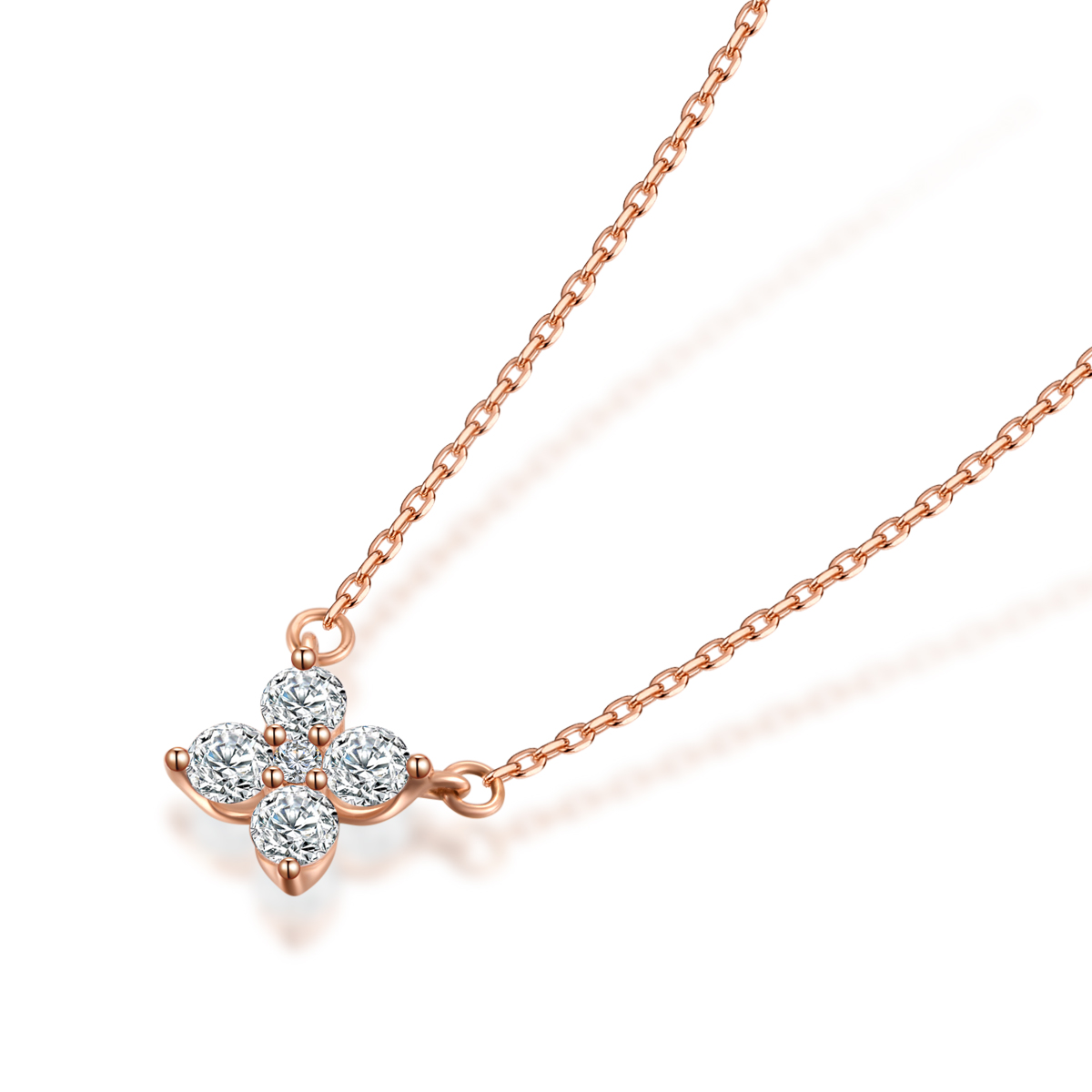 Four Petal Floral Lab Grown Diamond Necklace(0.22 Ct Tw)