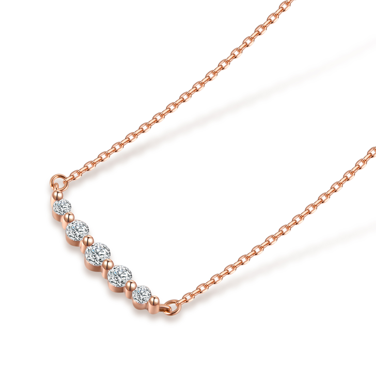 5 Stone Graduated Lab Grown Diamond Smile Necklace (0.15 Ct Tw)
