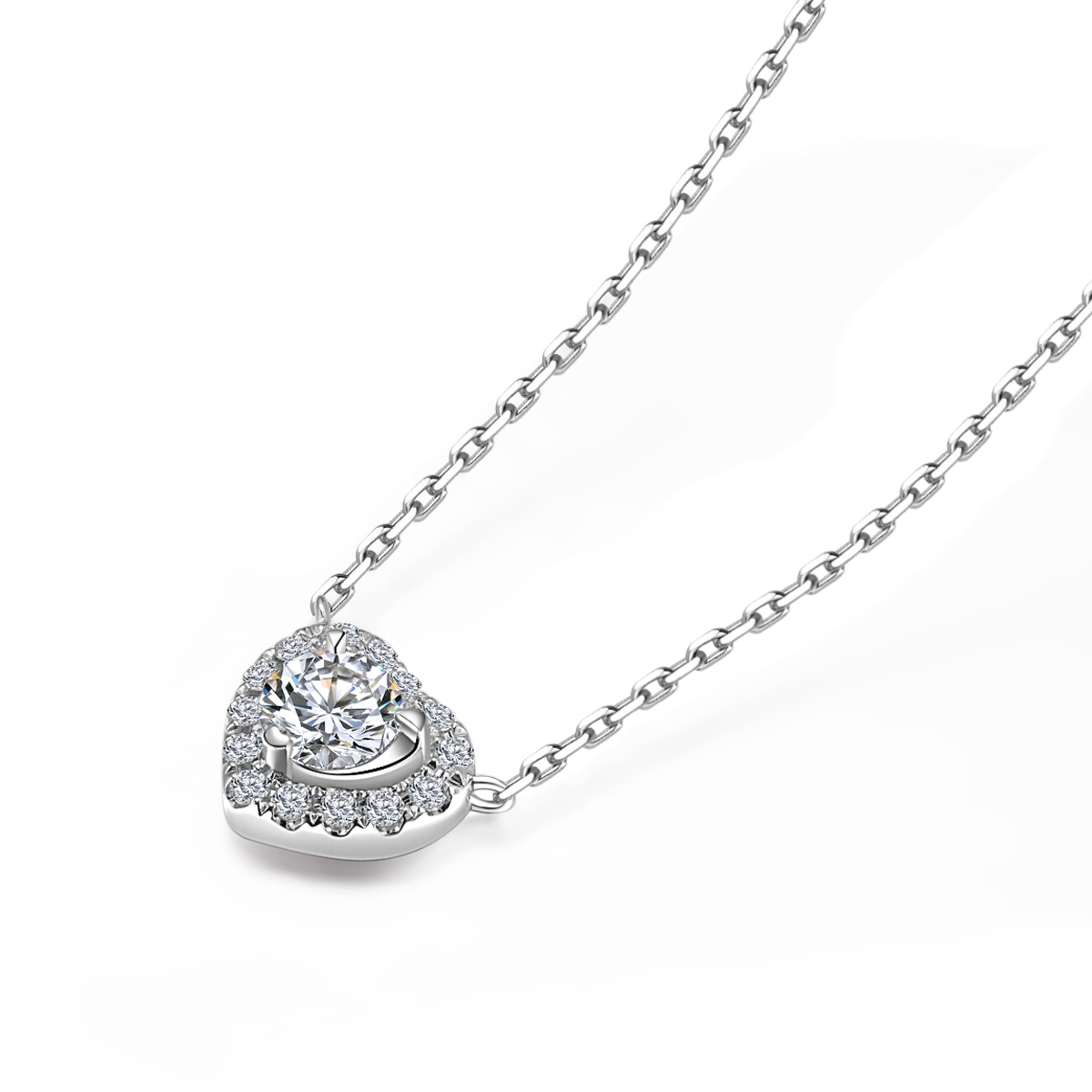 Halo Heart Shape Lab Grown Diamond Pendant Necklace in 18k Gold ( 0.8 Ct Tw)