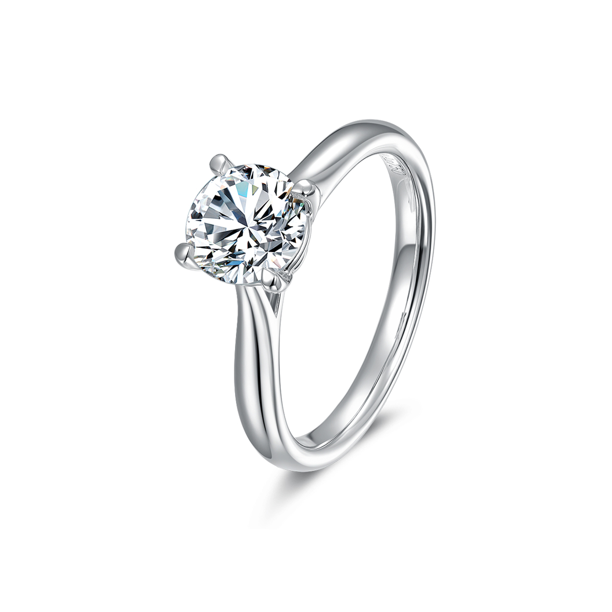 1 Carat Round Cut Lab Grown Diamond Four Prong Provence Solitaire Engagement Ring
