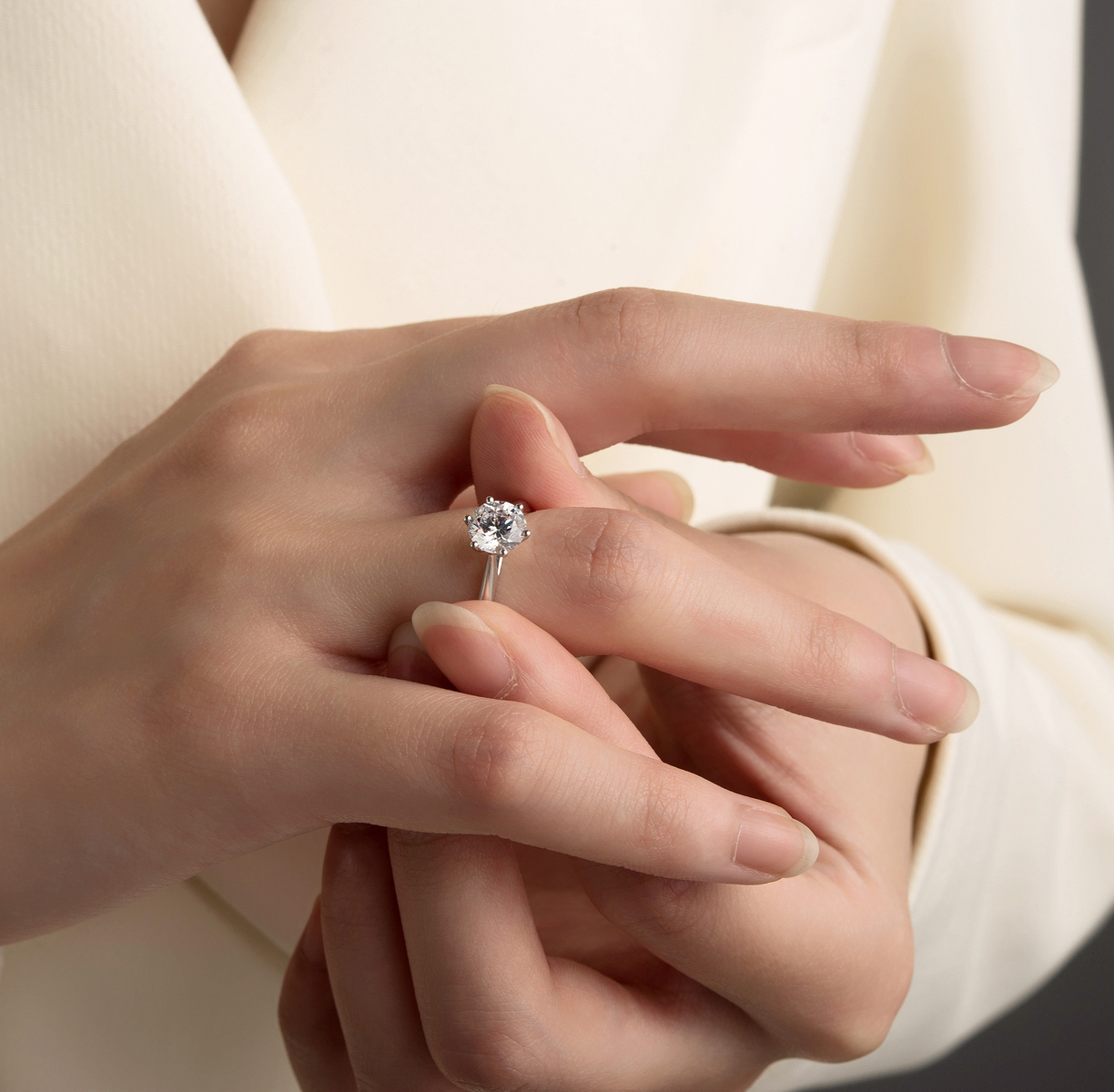 IGI Certificated 2. Ct. Round Cut  Lab Grown Diamond Classic Engagement Ring In 18k White Gold