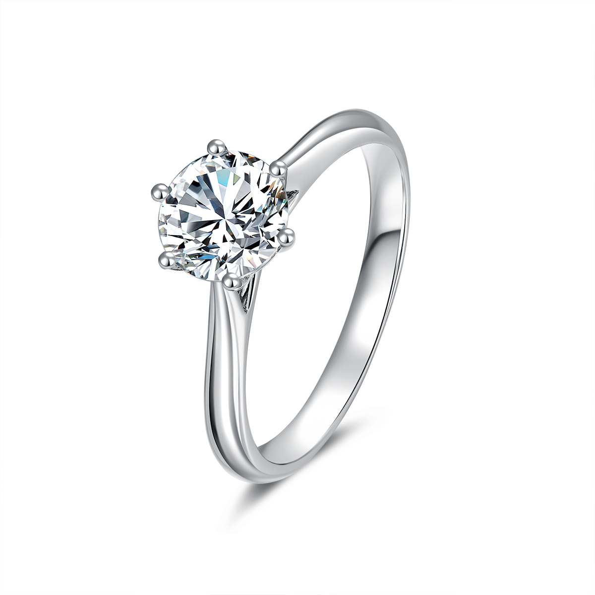 1 Carat Round Cut Lab Grown Diamond Six Prong Provence Solitaire Engagement Ring