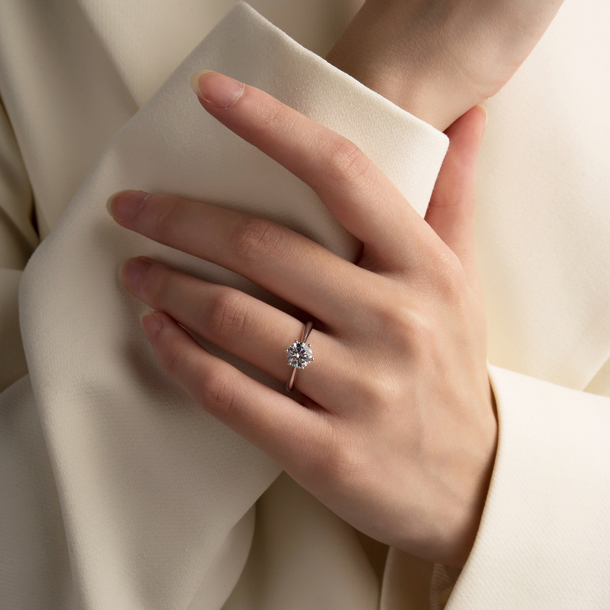 IGI Certificated 2. Ct. Round Cut  Lab Grown Diamond Classic Engagement Ring In 18k White Gold