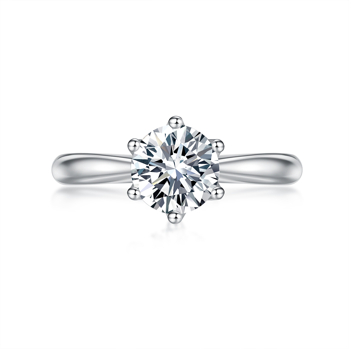 1 Carat Round Cut Lab Grown Diamond Six Prong Provence Solitaire Engagement Ring