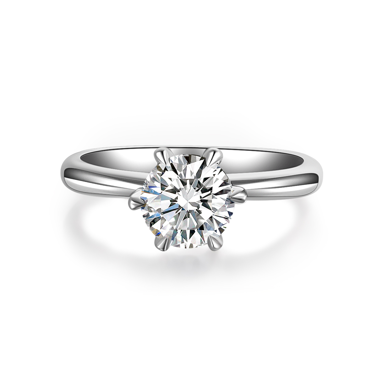 1 Carat Round Cut Lab Grown Diamond Freesia Solitaire Engagement Ring