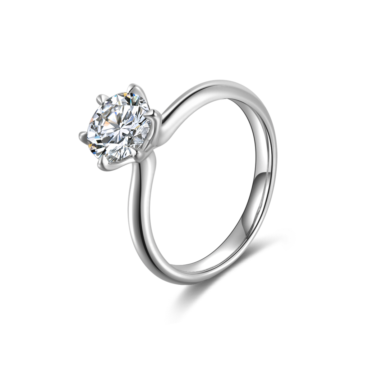 1 Carat Round Cut Lab Grown Diamond Freesia Solitaire Engagement Ring
