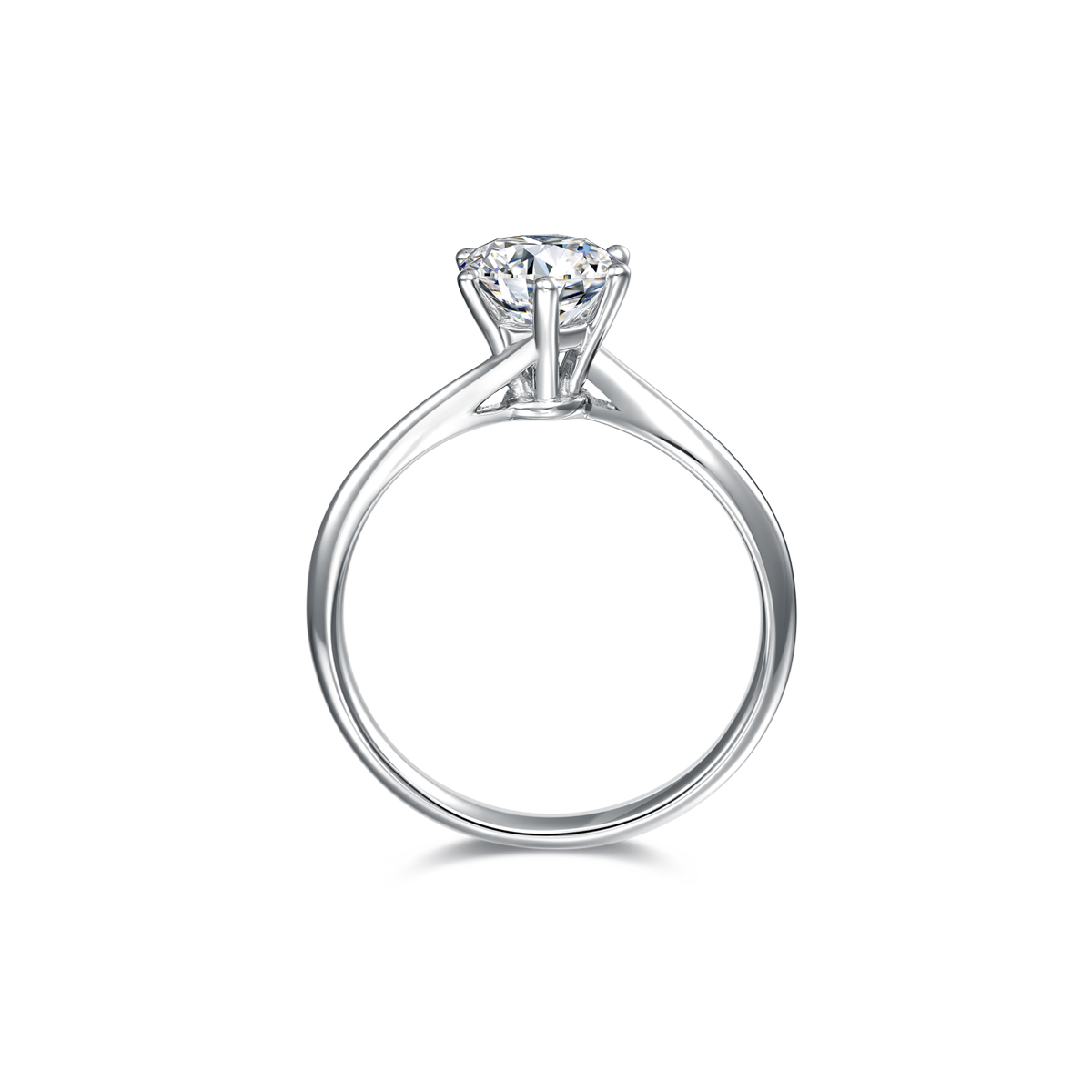 1 Carat Round Cut Lab Grown Diamond Wave Curved Solitaire Engagement Ring